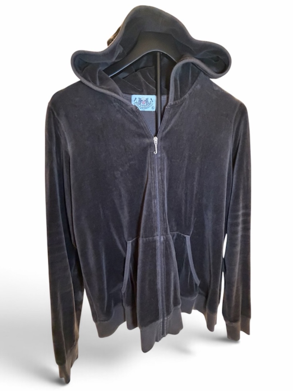 Juicy Couture Dark Charcoal Gray Velour Hoodie Jacket